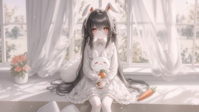 雪墨壁纸丨胡桃丨兔耳少女丨