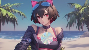 甜美可爱海边女孩