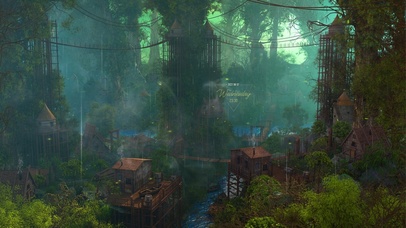 4k 治愈护眼雨天森林小镇