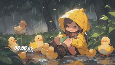 萌系雨天可爱女孩