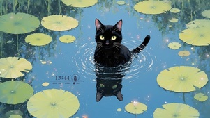 荷塘 黑猫