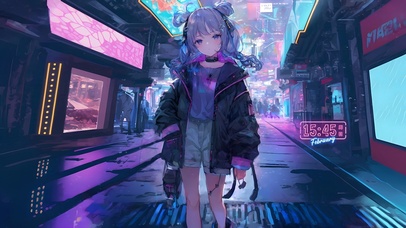 4k可爱霓虹灯街道