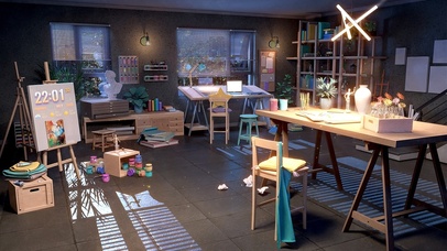 4k 治愈唯美美术室（夜晚）