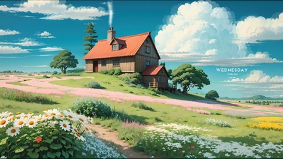 4K春天の田野小屋