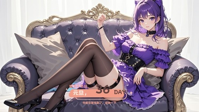 黑丝紫色洛丽塔少女