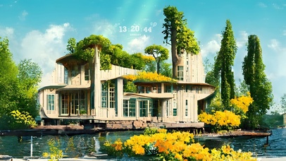 4K森林湖畔小屋