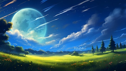 流星夜空月圆夜