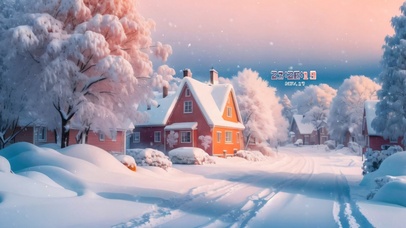 4k雪景小房子