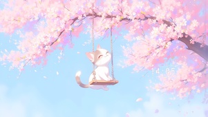 可爱荡秋千的猫咪