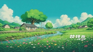 护眼蓝天白云树木