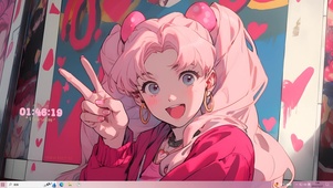 可爱粉发姐姐