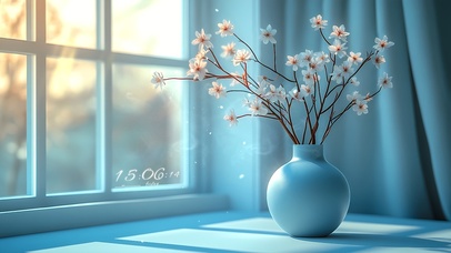 文艺古风插花桌面