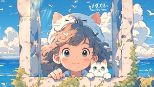 阳光少女与猫