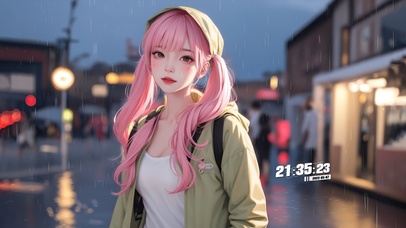 双马尾雨中女孩