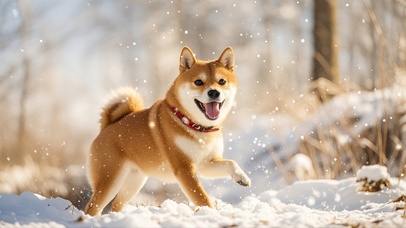 雪中柴犬