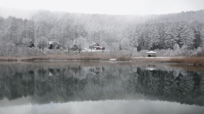 冬季迷雾的湖面