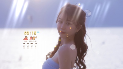 4K海边清纯美女