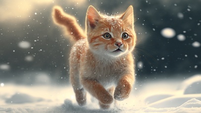 雪地中的小猫咪