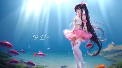 可爱长发水中女生