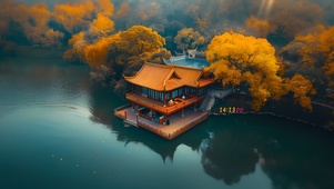 秋天的湖畔