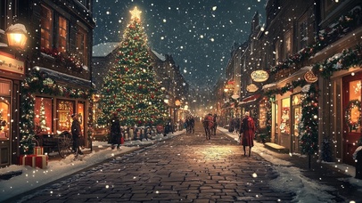 欧洲小镇的圣诞夜