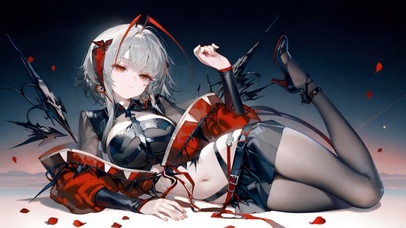 趴着的黑丝少女-w维什戴尔