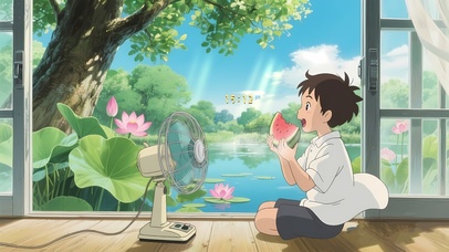 夏日避暑乘凉吃瓜