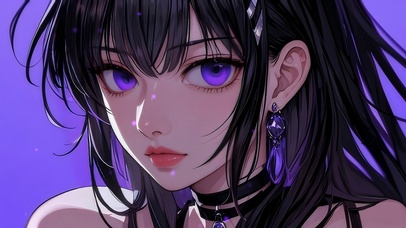 紫色系酷飒动漫女孩