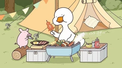 治愈鸭鸭野外露营烧烤