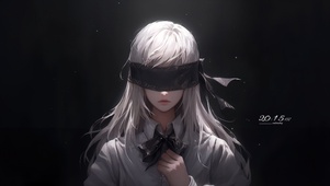 简约蒙眼白发美女