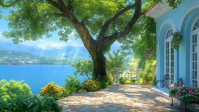 护眼清新后院湖畔