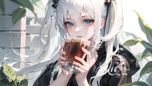 夏日喝茶少女