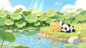 悠闲夏日荷塘