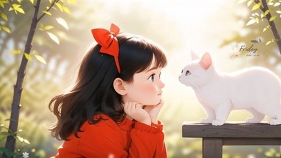 女孩和她的小猫