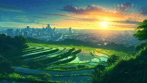 清晨 梯田