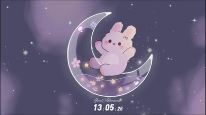 唯美梦幻樱花星月兔子电脑壁纸