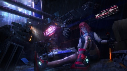 赛博朋克雨夜女孩