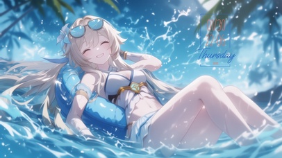 雪墨壁纸丨荧丨夏日泳池丨