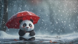 雪地里的熊猫