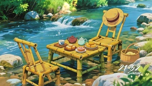 治愈系溪边野餐