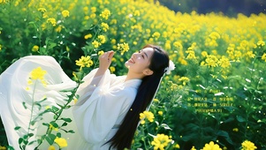 油菜花治愈美少女甜美动人