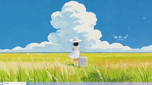 草原看风景的女孩