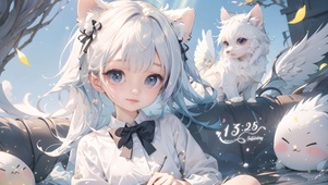 4K治愈可爱猫耳女孩