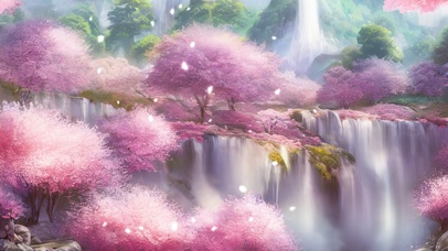 唯美樱花瀑布