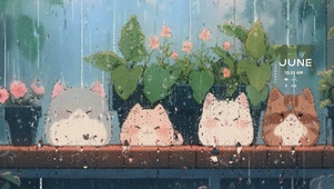 雨滴屏喵咪