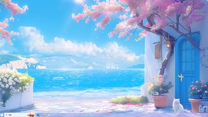 湖边樱花小屋