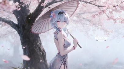 雨天樱花国风女孩