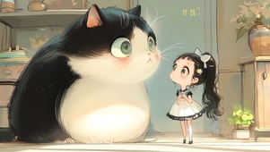 大猫咪与小女孩