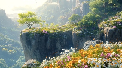 春日山林盛开的绿树