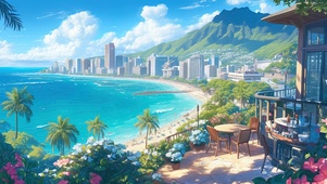 治愈海岛海边咖啡馆